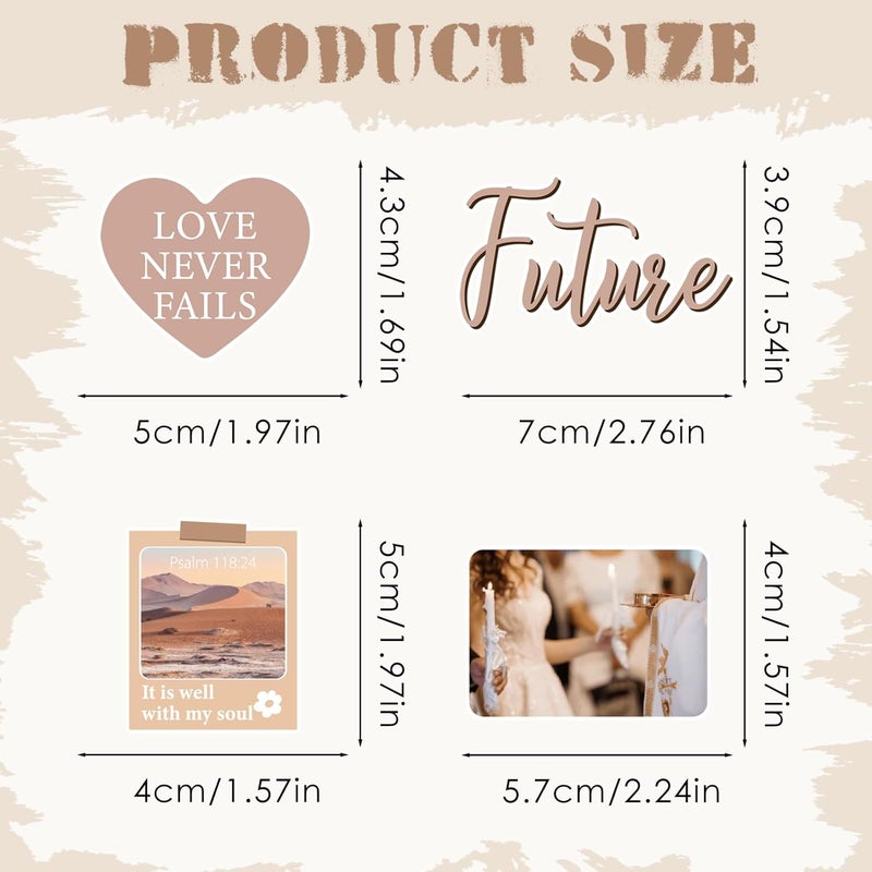 Eclazul Prayer Board Stickers Supplies - 50 Pcs Brown Christian Jesus Bible Verse Decorating Kit for Adults Women Inspirational Waterproof Scrapbook Decals Bulk for Journaling Planner Water Bottle - Image 3